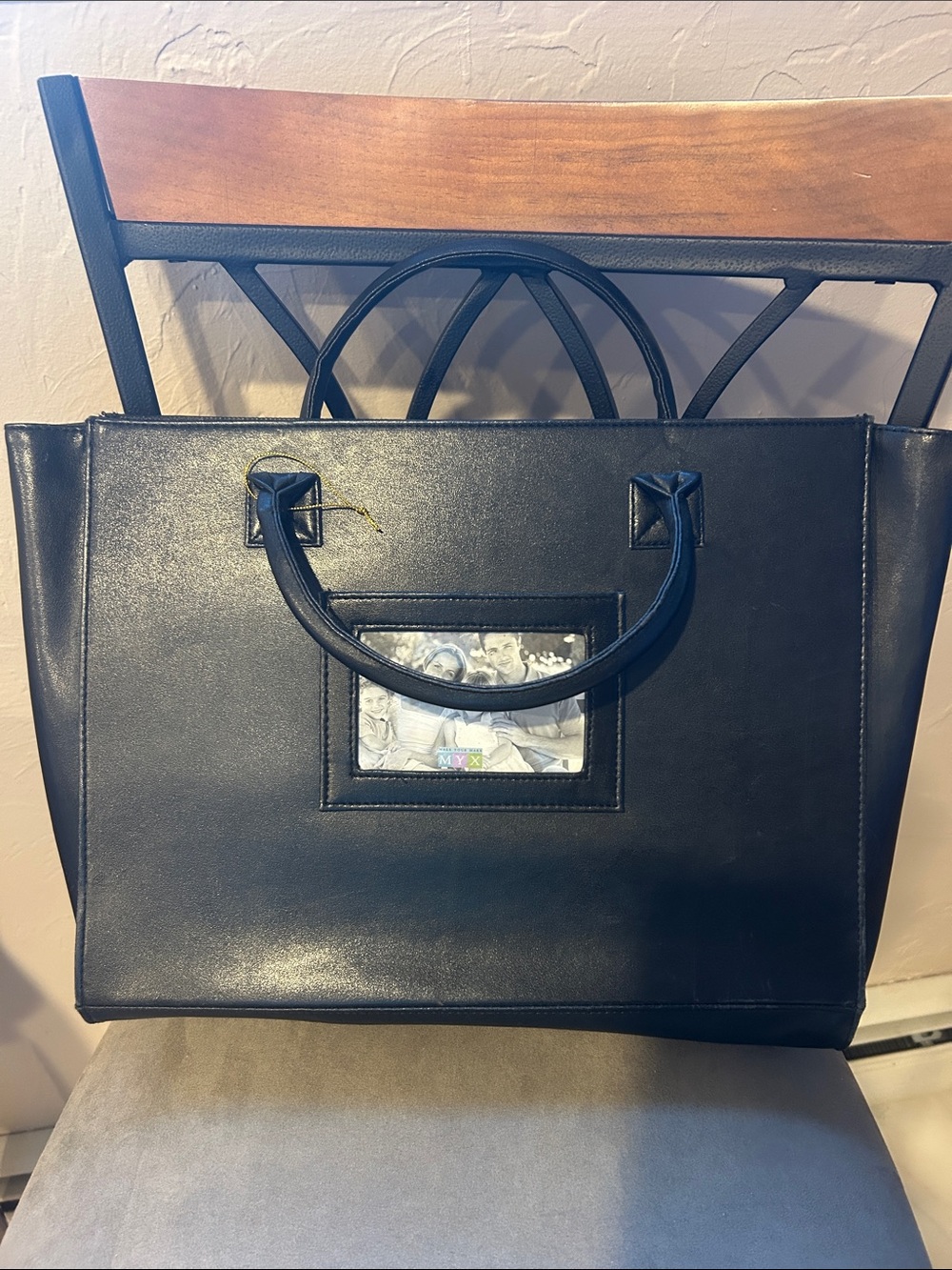 Classic Black Women's Tote Bag with Photo Window, 11x14